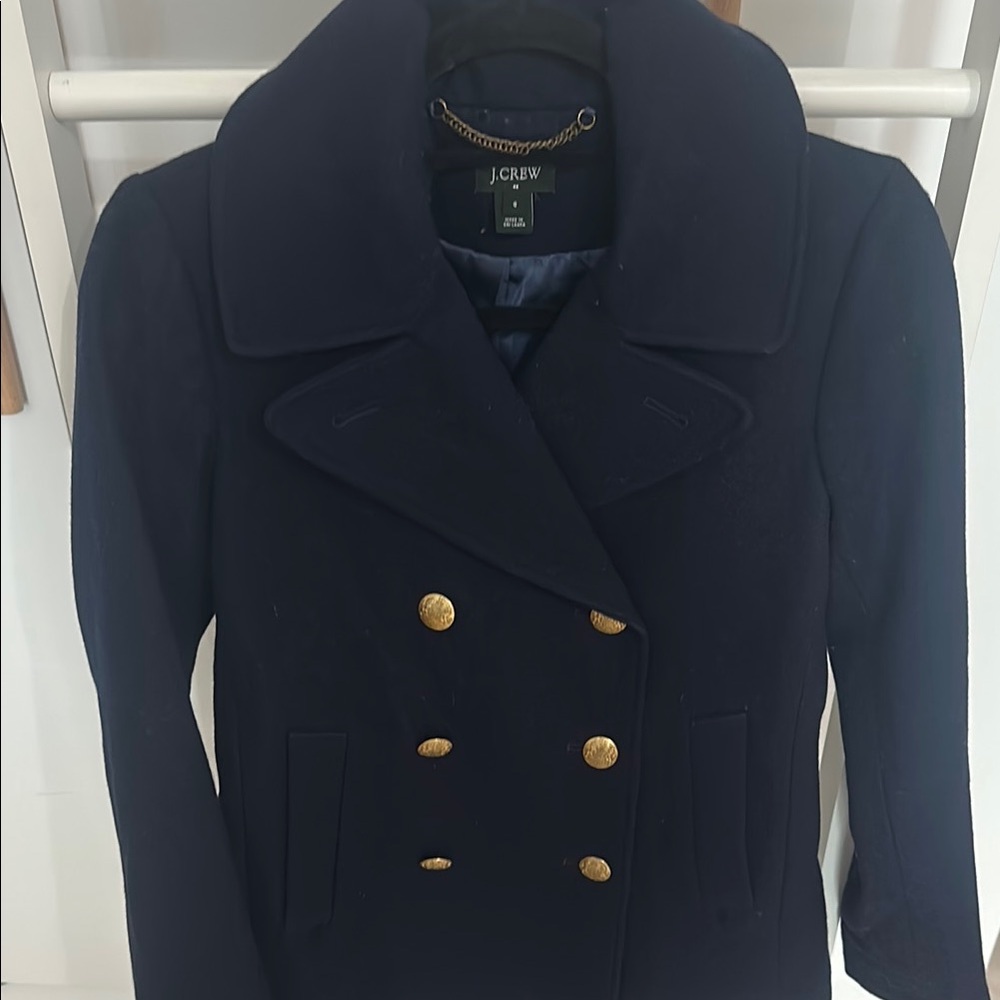 J. Crew Blue and Gold Double-Breasted Pea Coat